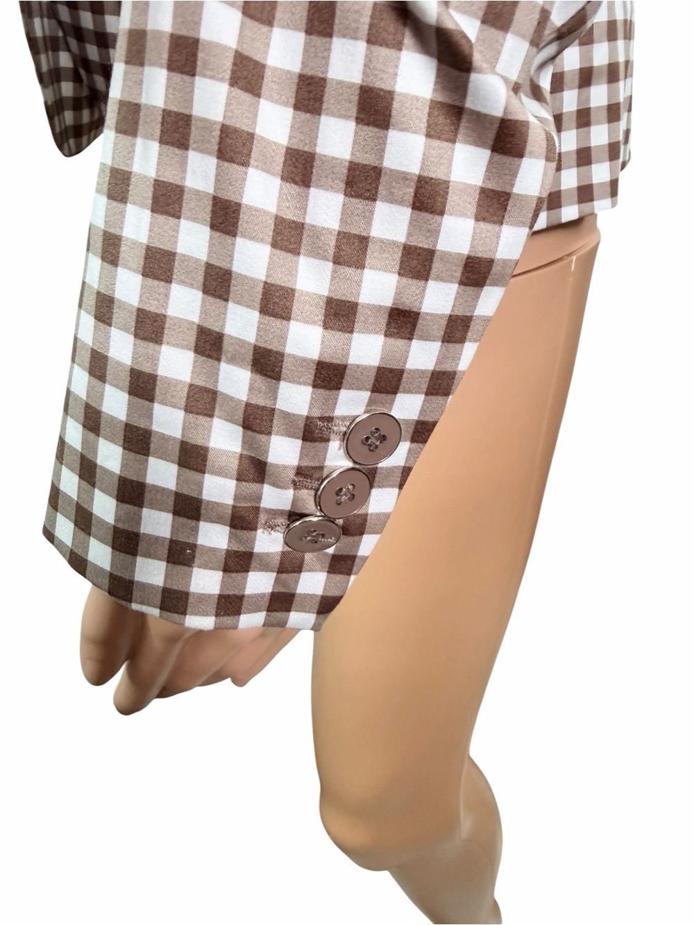 7th Avenue New York And Company Suit Collection Brown Beige Checkered Blazer - Picture 5 of 8